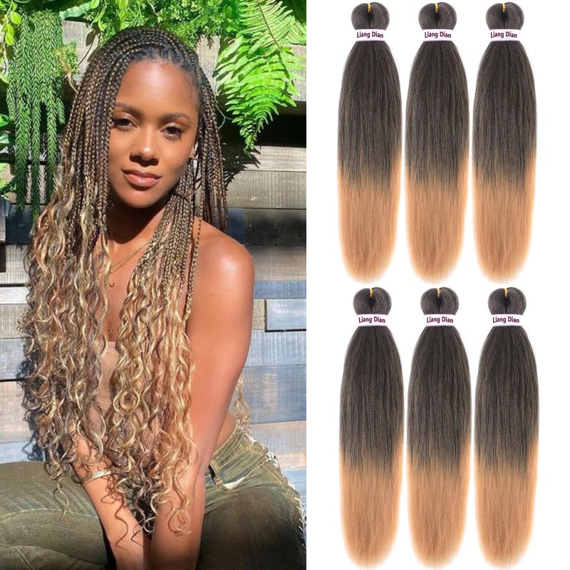 Liang Dian PreStretched Braiding Hair 22 inch 6 packs Hot Water Setting Synthetic Hair Crochet Braiding Hair Extension1B27